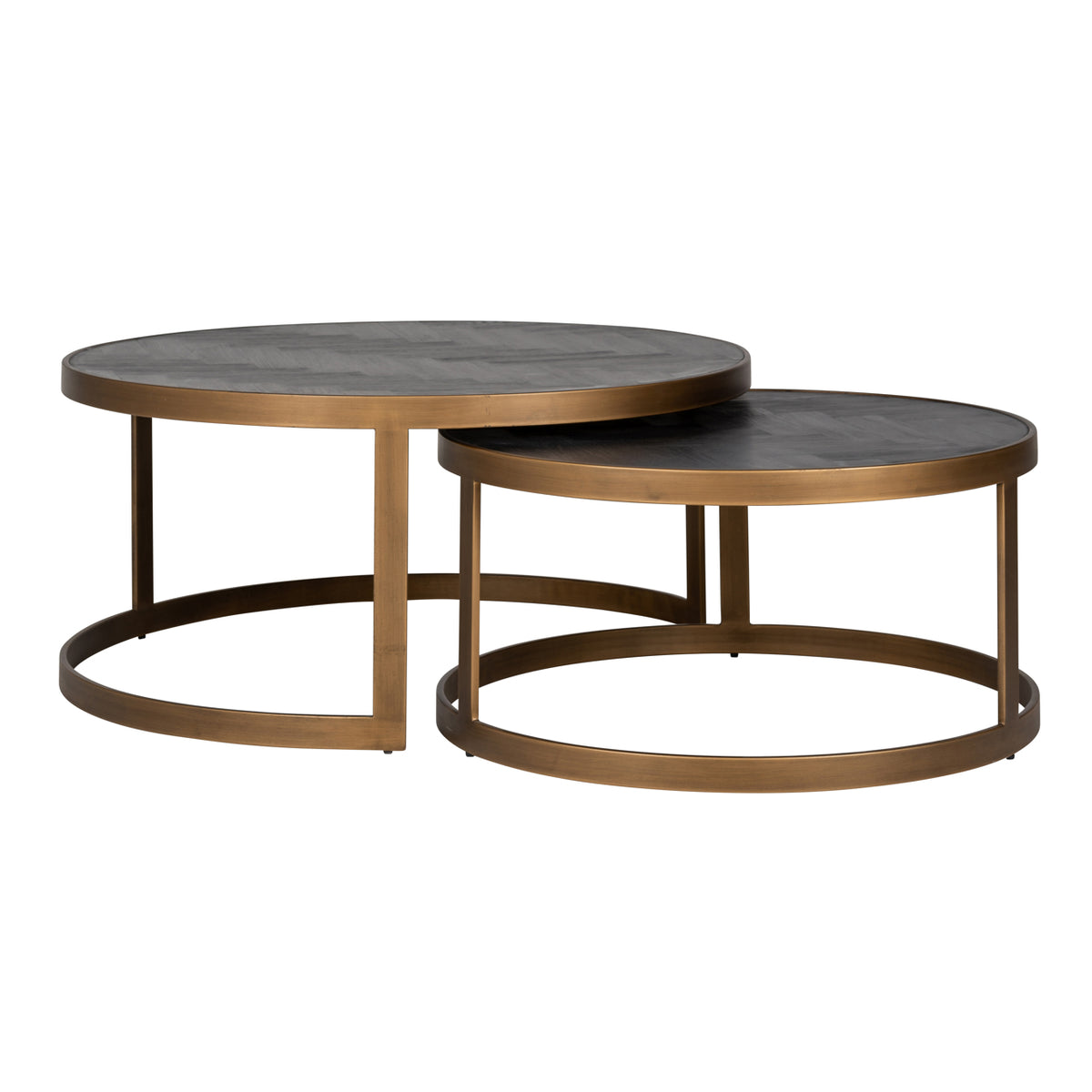 Măsuță de cafea Blackbone Brass, negru rustic (set de 2)
