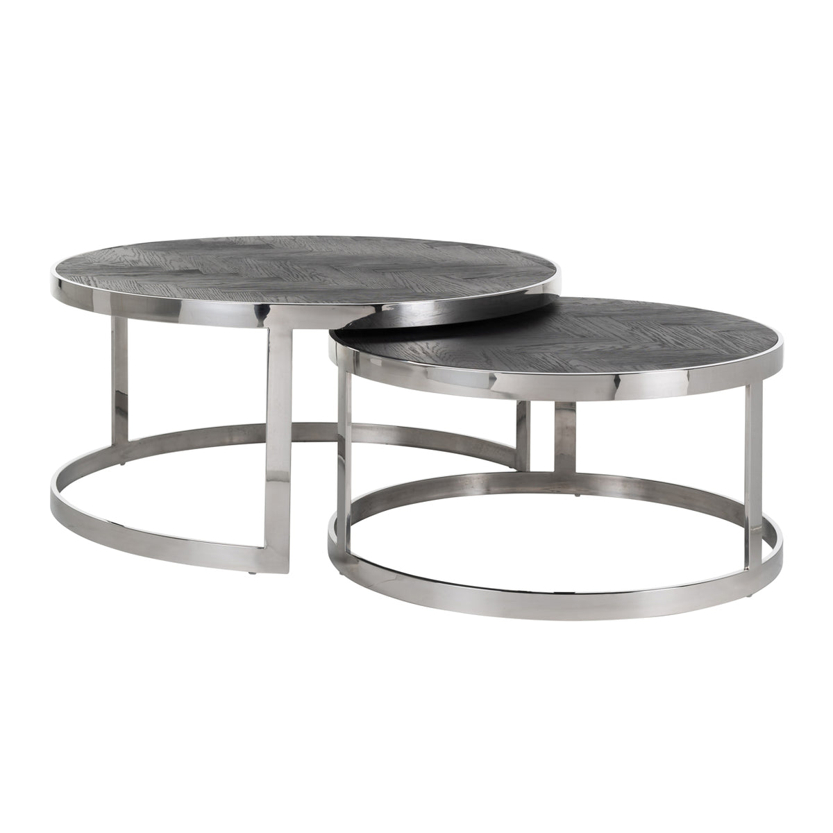 Măsuță de cafea Blackbone Silver, negru rustic (set de 2)