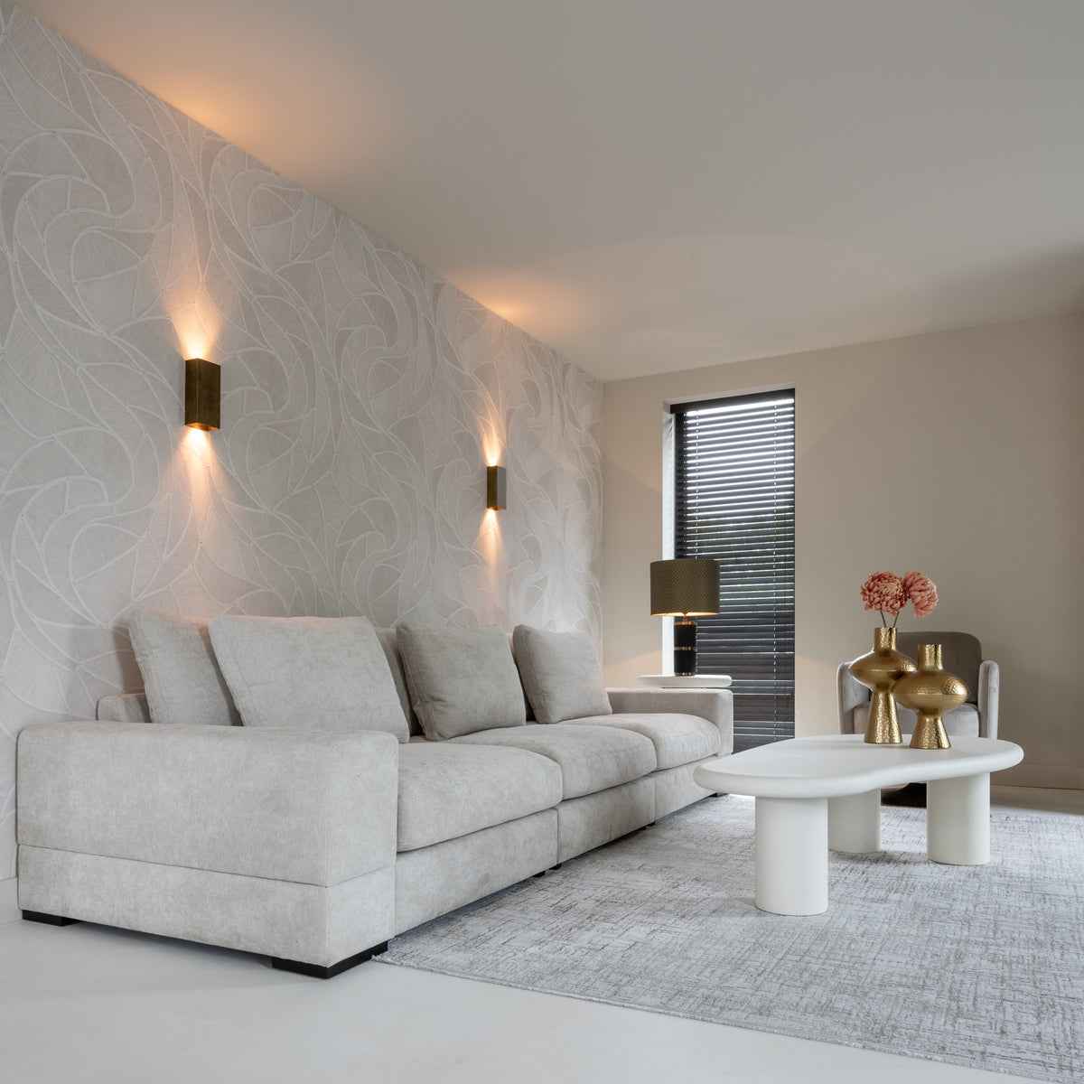 Măsuță de cafea Bloomstone, alb, 160 x 80 cm – ambient