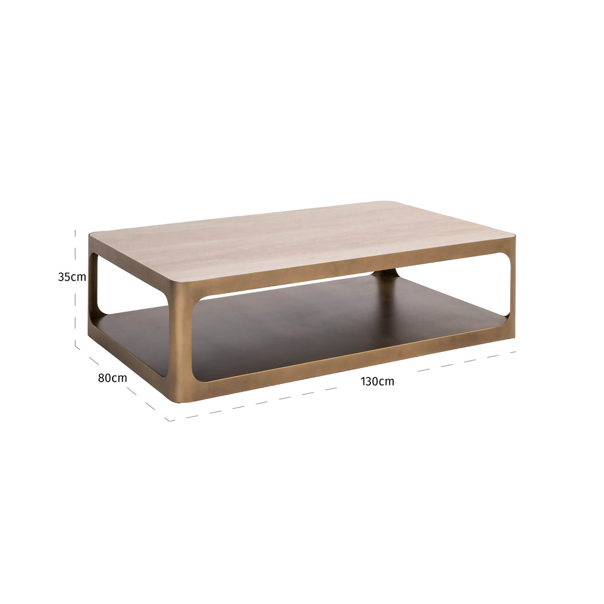 Măsuță de cafea Claridge, bej – desen tehnic cu dimensiuni