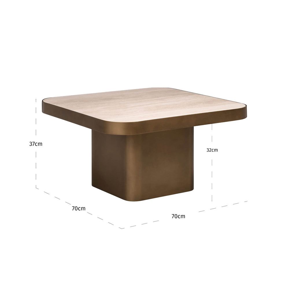 Măsuță de cafea Claridge, bej, 70 x 70 cm (cumulus) – desen tehnic cu dimensiuni