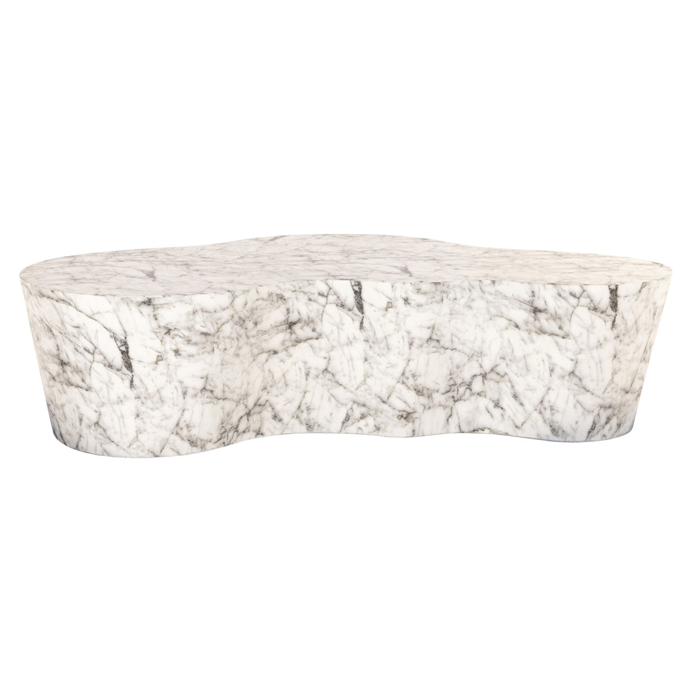 Măsuță de cafea de exterior Rockyard, alb cu aspect de marmură
