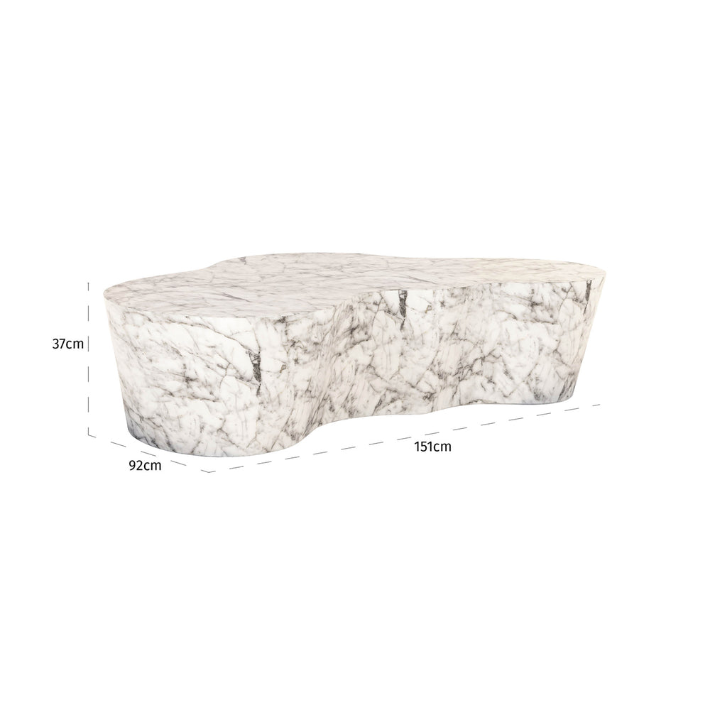 Măsuță de cafea de exterior Rockyard, alb cu aspect de marmură – desen tehnic cu dimensiuni