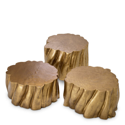 Măsuță de cafea Frederico, finisaj alamă vintage, set de 3