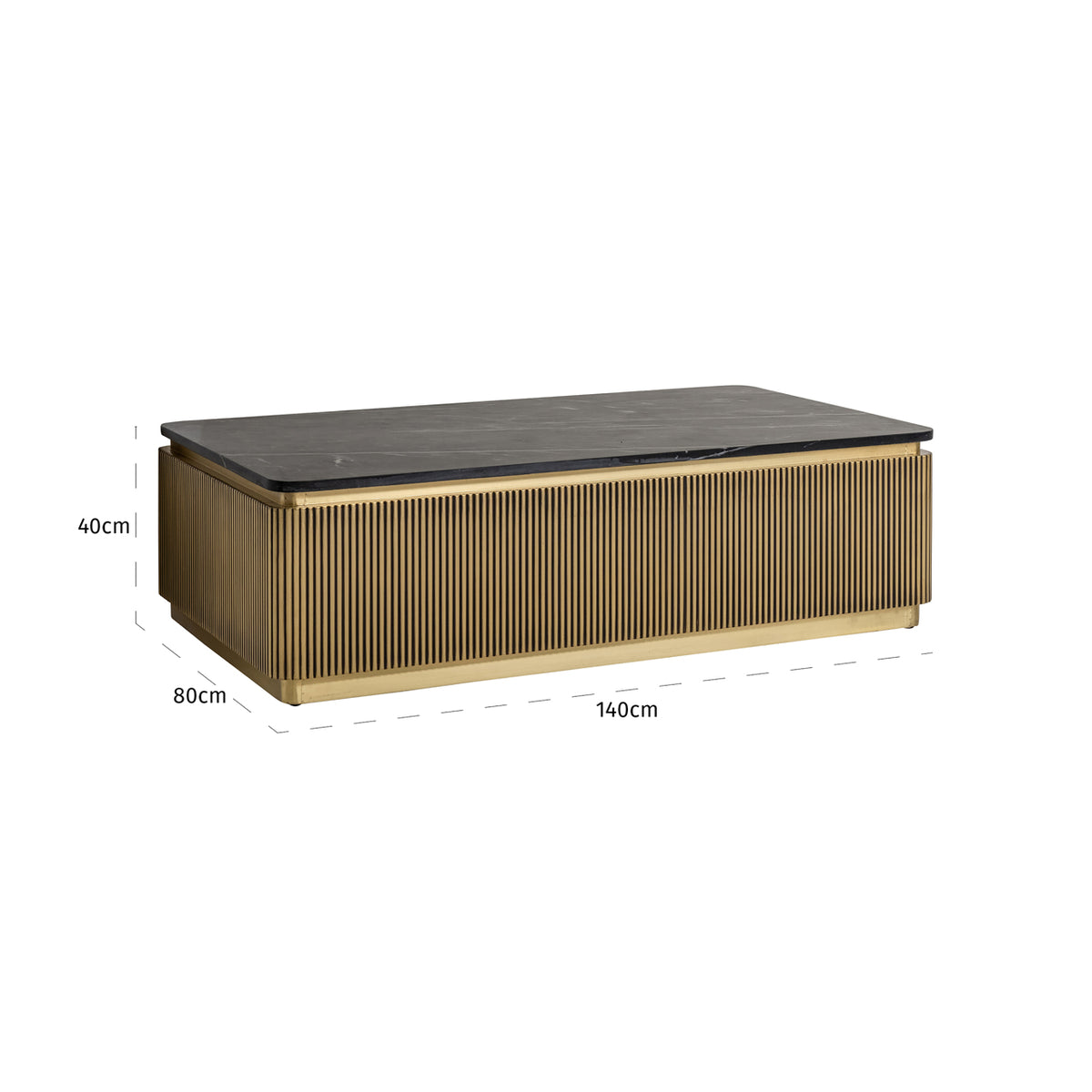 Măsuță de cafea Ironville, auriu – desen tehnic cu dimensiuni