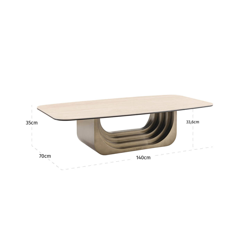 Măsuță de cafea Maxfield, bej – desen tehnic cu dimensiuni