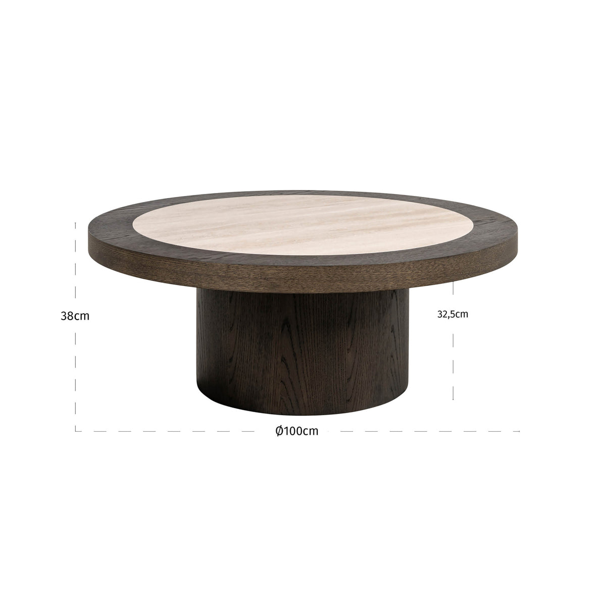 Măsuță de cafea Nando, maro – desen tehnic cu dimensiuni