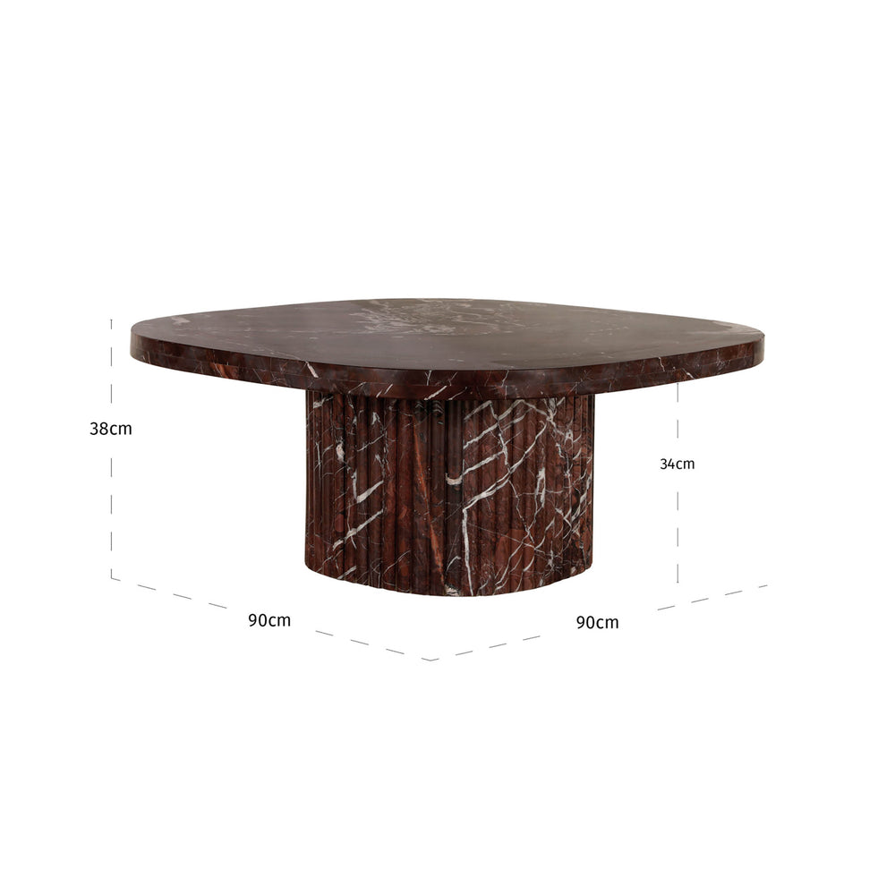 Măsuță de cafea Orchid, burgund – desen tehnic cu dimensiuni