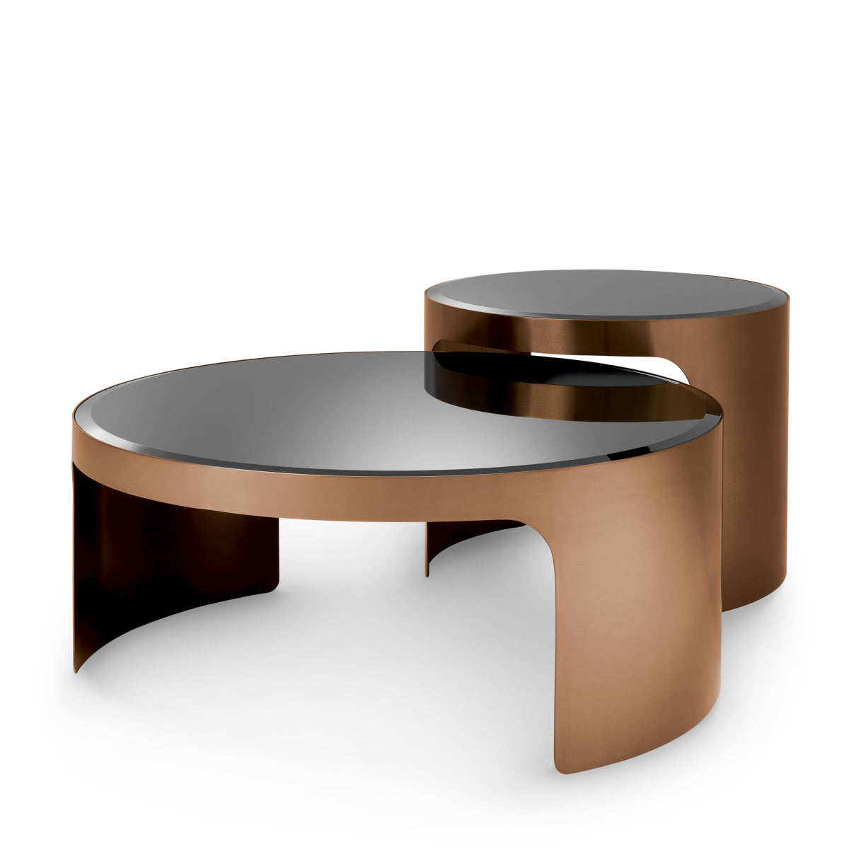 Măsuță de cafea Piemonte, finisaj cupru periat, set de 2