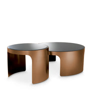 Măsuță de cafea Piemonte, finisaj cupru periat, set de 2