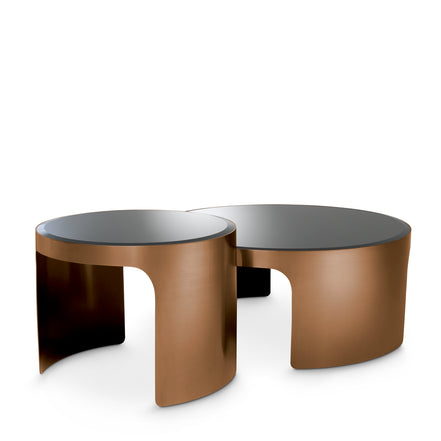 Măsuță de cafea Piemonte, finisaj cupru periat, set de 2