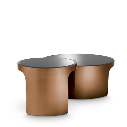 Măsuță de cafea Piemonte, finisaj cupru periat, set de 2