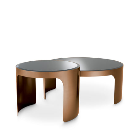 Măsuță de cafea Piemonte, finisaj cupru periat, set de 2