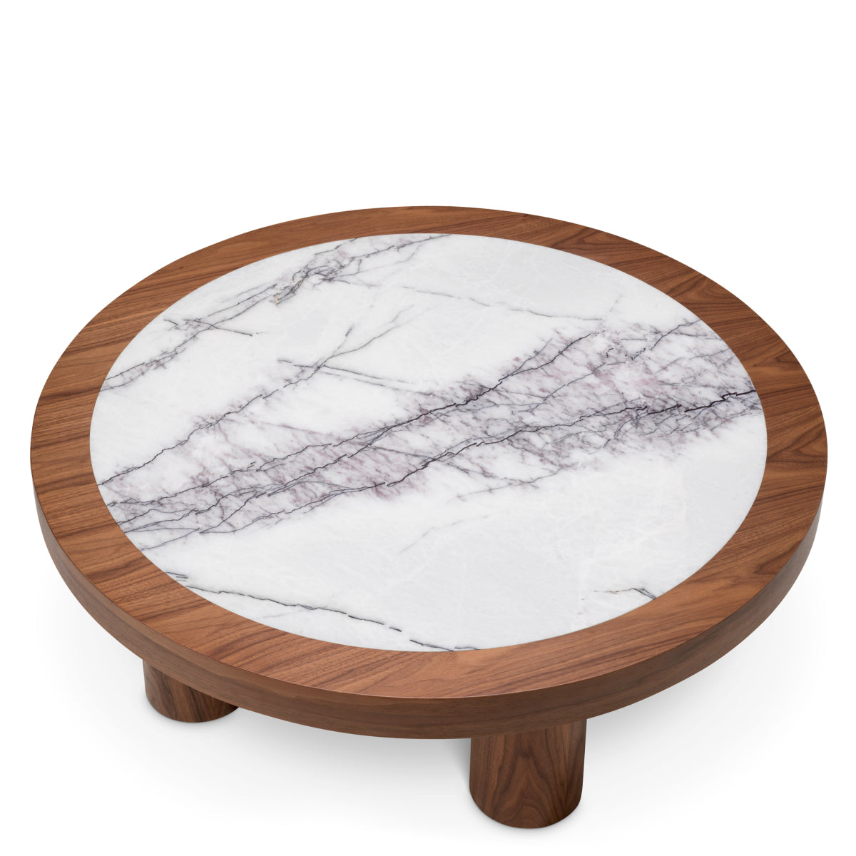 Măsuță de cafea Presedio, furnir de nuc, marmură bianco lilac