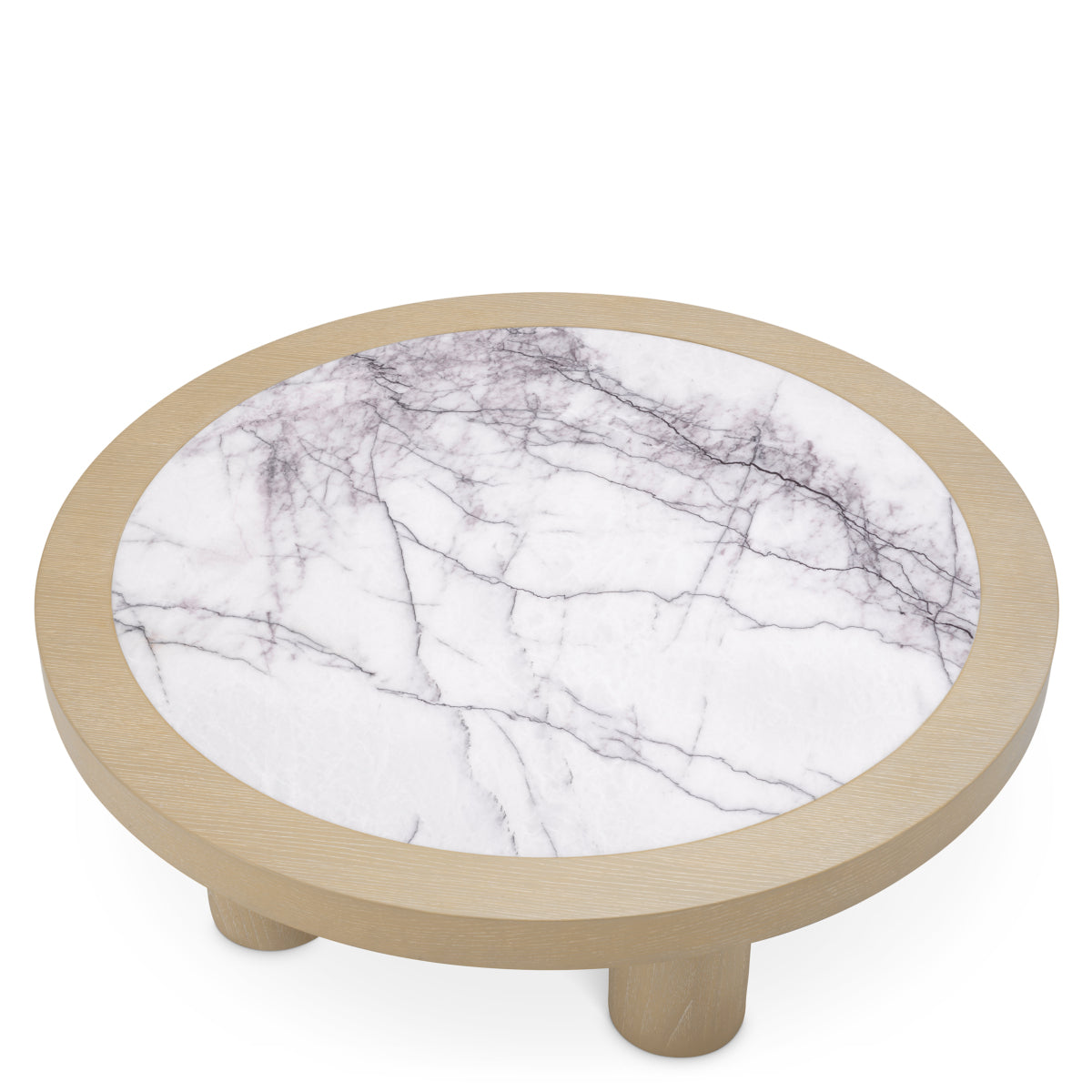 Măsuță de cafea Presedio, furnir de stejar spălat, marmură bianco lilac