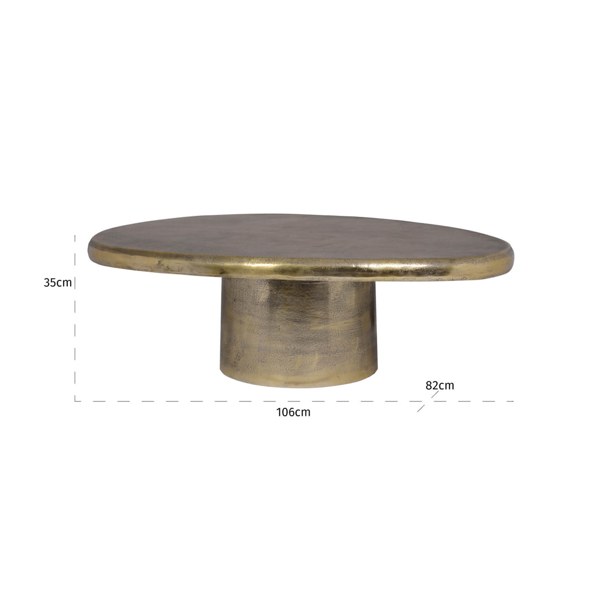 Măsuță de cafea Pulitzer, auriu periat – desen tehnic cu dimensiuni