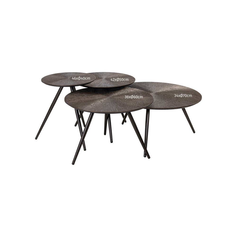 Măsuță de cafea Quadra, Brunzae (set de 4) – desen tehnic cu dimensiuni
