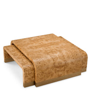 Măsuță de cafea Quinton, furnir mappa burl maro deschis, set de 3