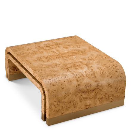 Măsuță de cafea Quinton, furnir mappa burl maro deschis, set de 3