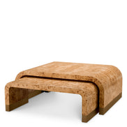 Măsuță de cafea Quinton, furnir mappa burl maro deschis, set de 3
