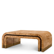 Măsuță de cafea Quinton, furnir mappa burl maro deschis, set de 3