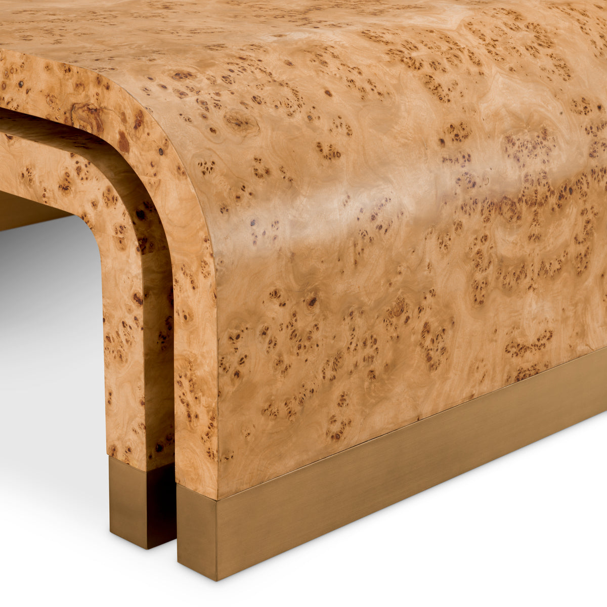 Măsuță de cafea Quinton, furnir mappa burl maro deschis, set de 3