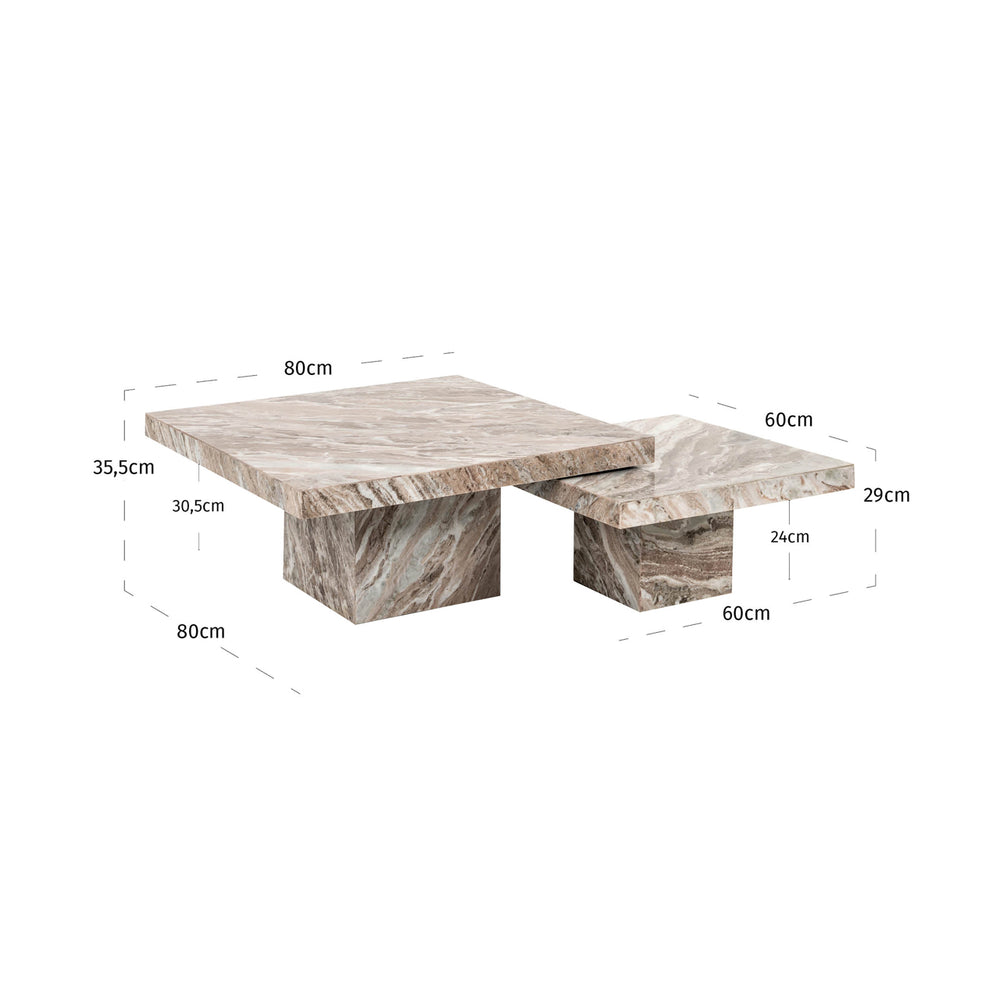 Măsuță de cafea Rashford, blush bej (set de 2)