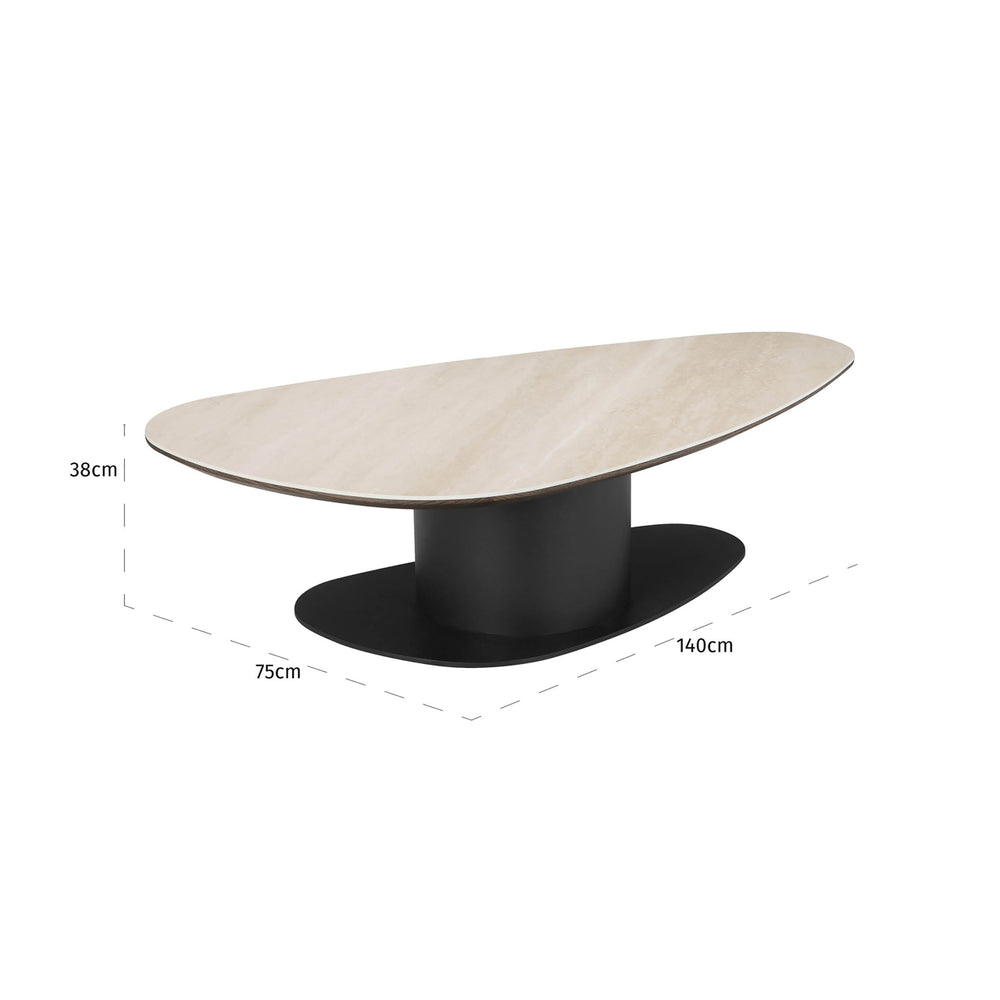 Măsuță de cafea Ritz, negru – desen tehnic cu dimensiuni