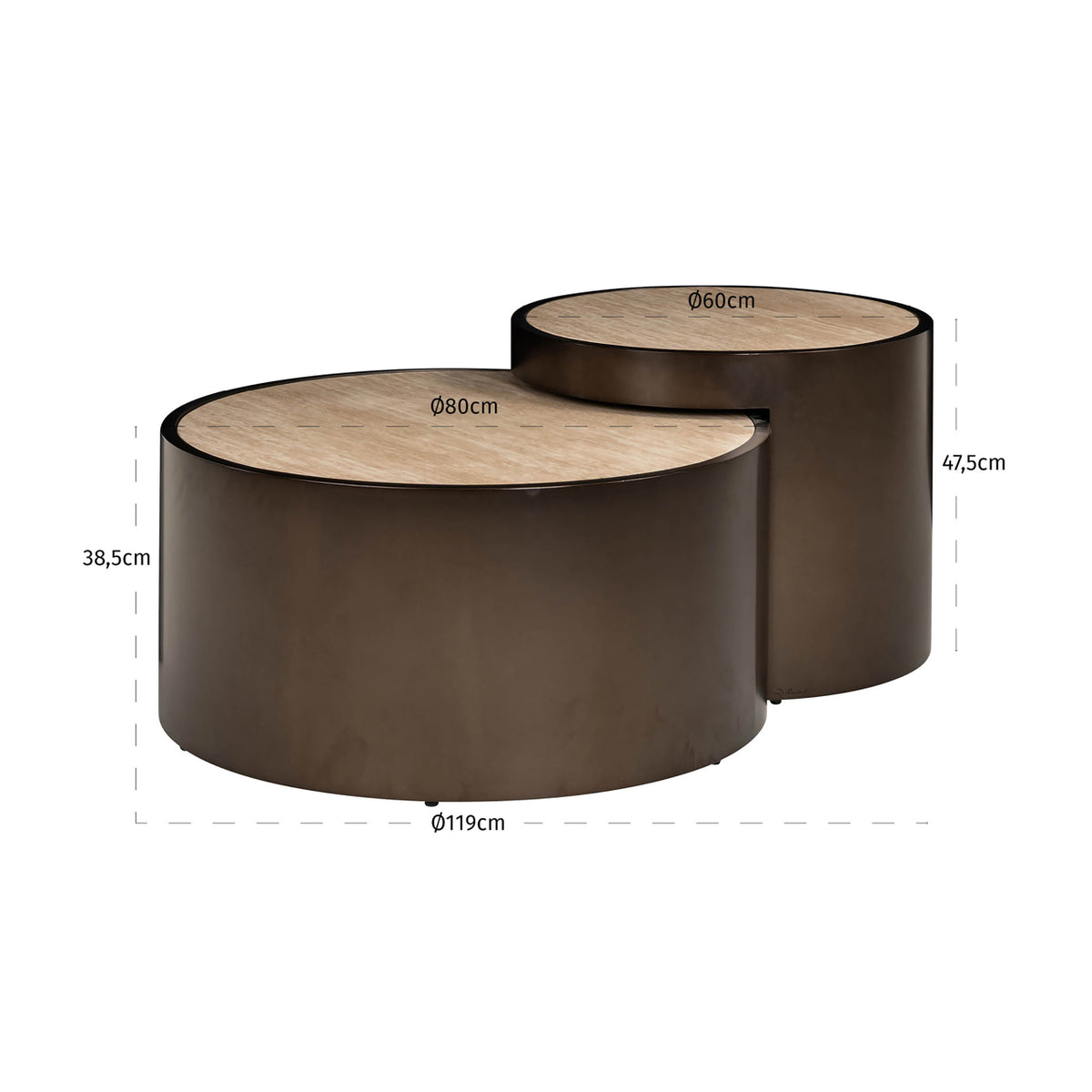 Măsuță de cafea Ronson, bej (set de 2)