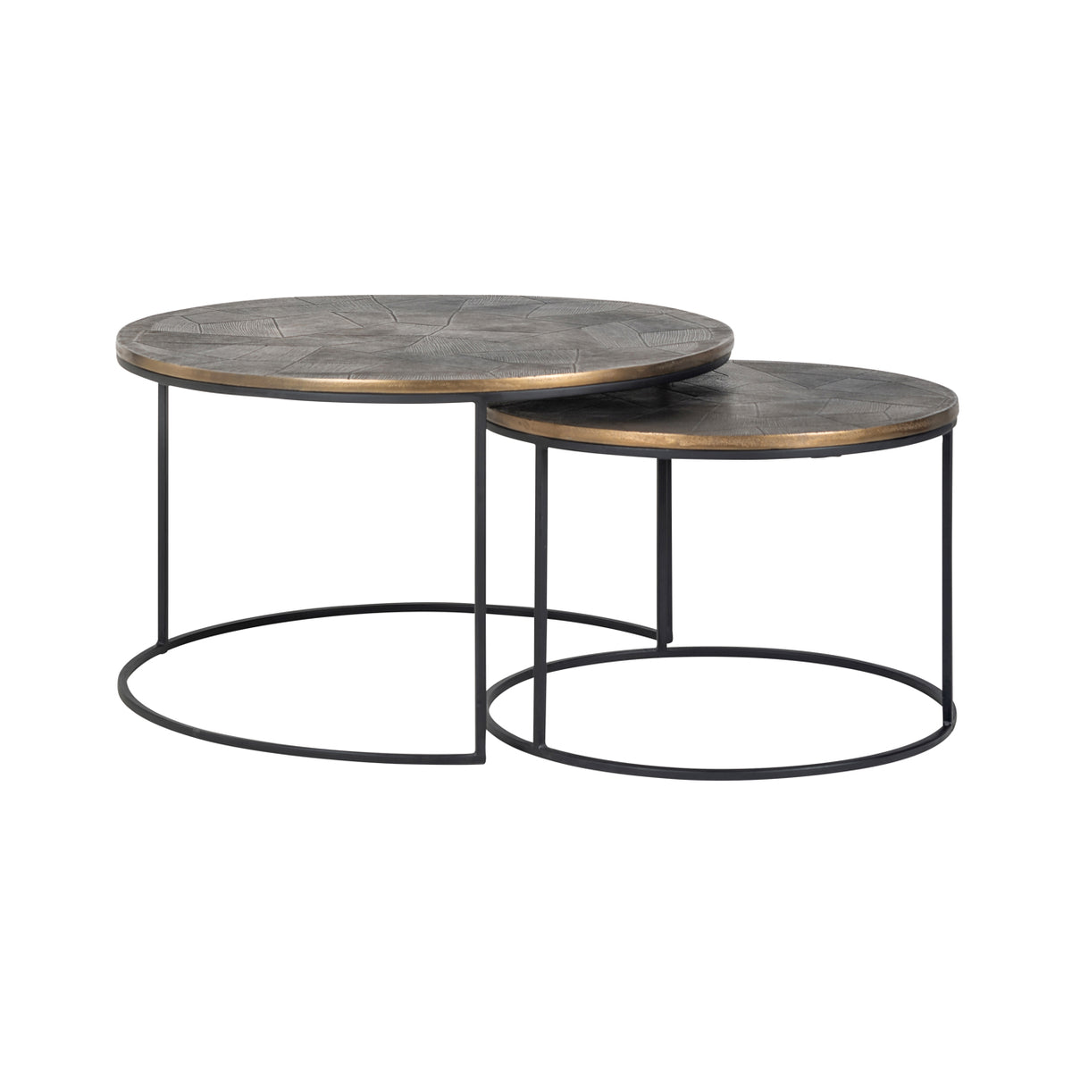 Măsuță de cafea Tulum, auriu periat (set de 2)