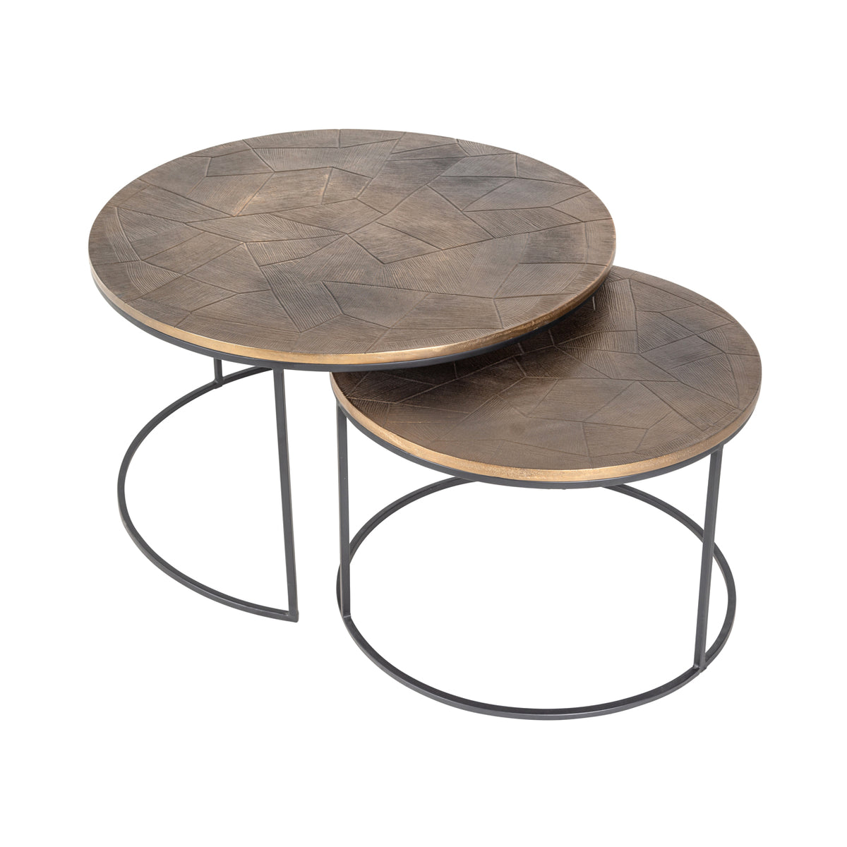 Măsuță de cafea Tulum, auriu periat (set de 2)