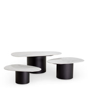 Măsuță de cafea Zane, marmură ceramică albă, set de 3