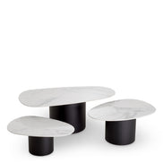 Măsuță de cafea Zane, marmură ceramică albă, set de 3