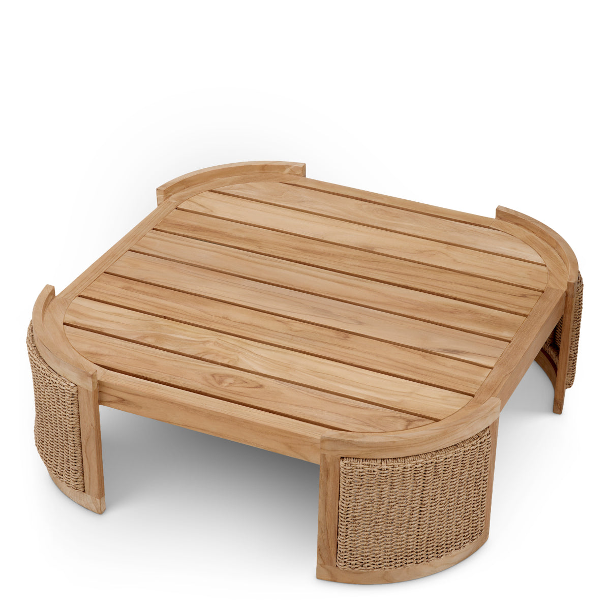 Măsuță exterior Marenzo, tec natural, ratan sintetic