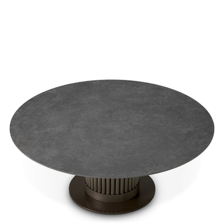 Măsuță exterior Volterra, rotundă, finisaj bronz, ceramică gri