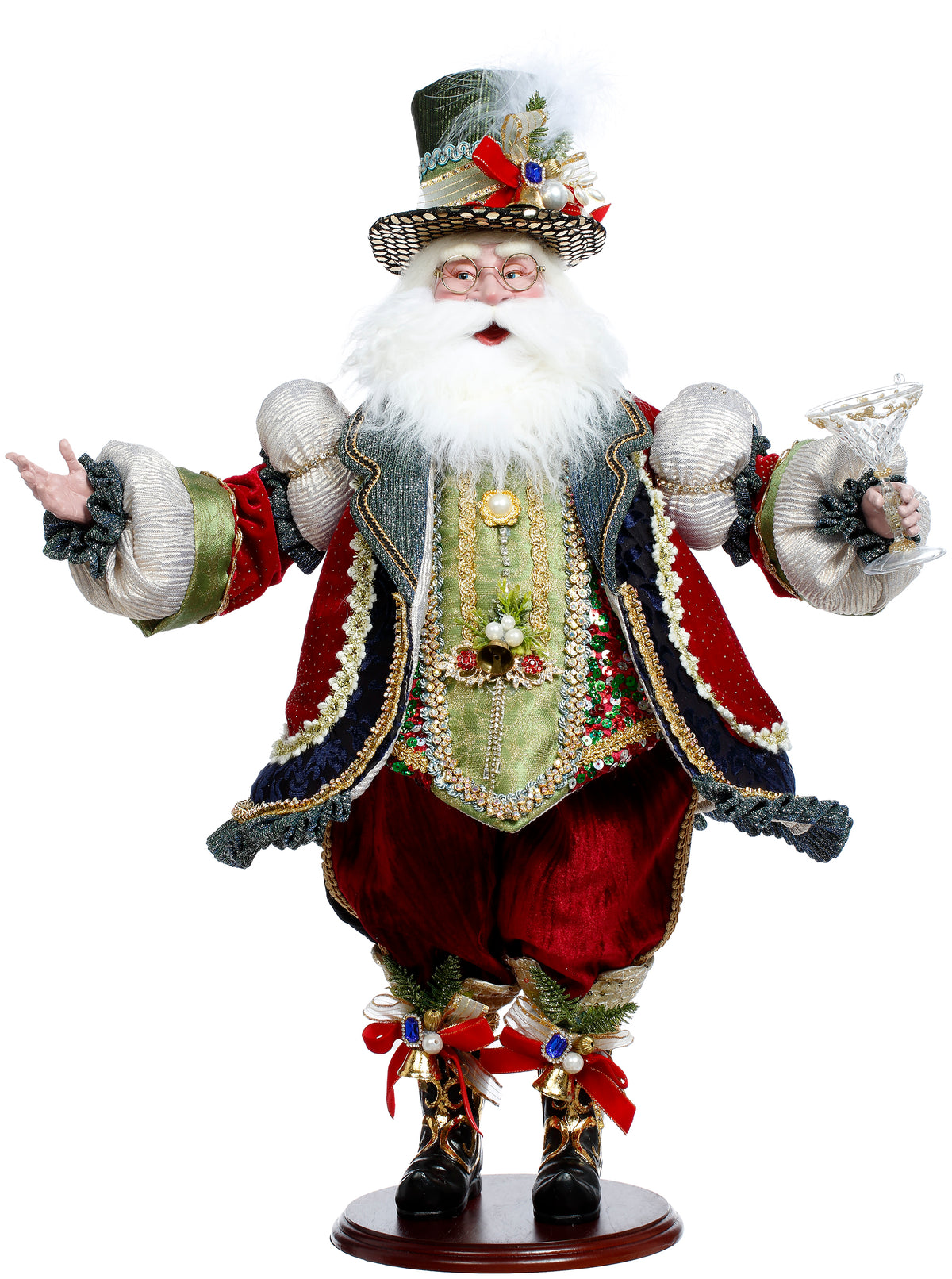 Moș Crăciun Cheers, verde/burgund, 66 cm