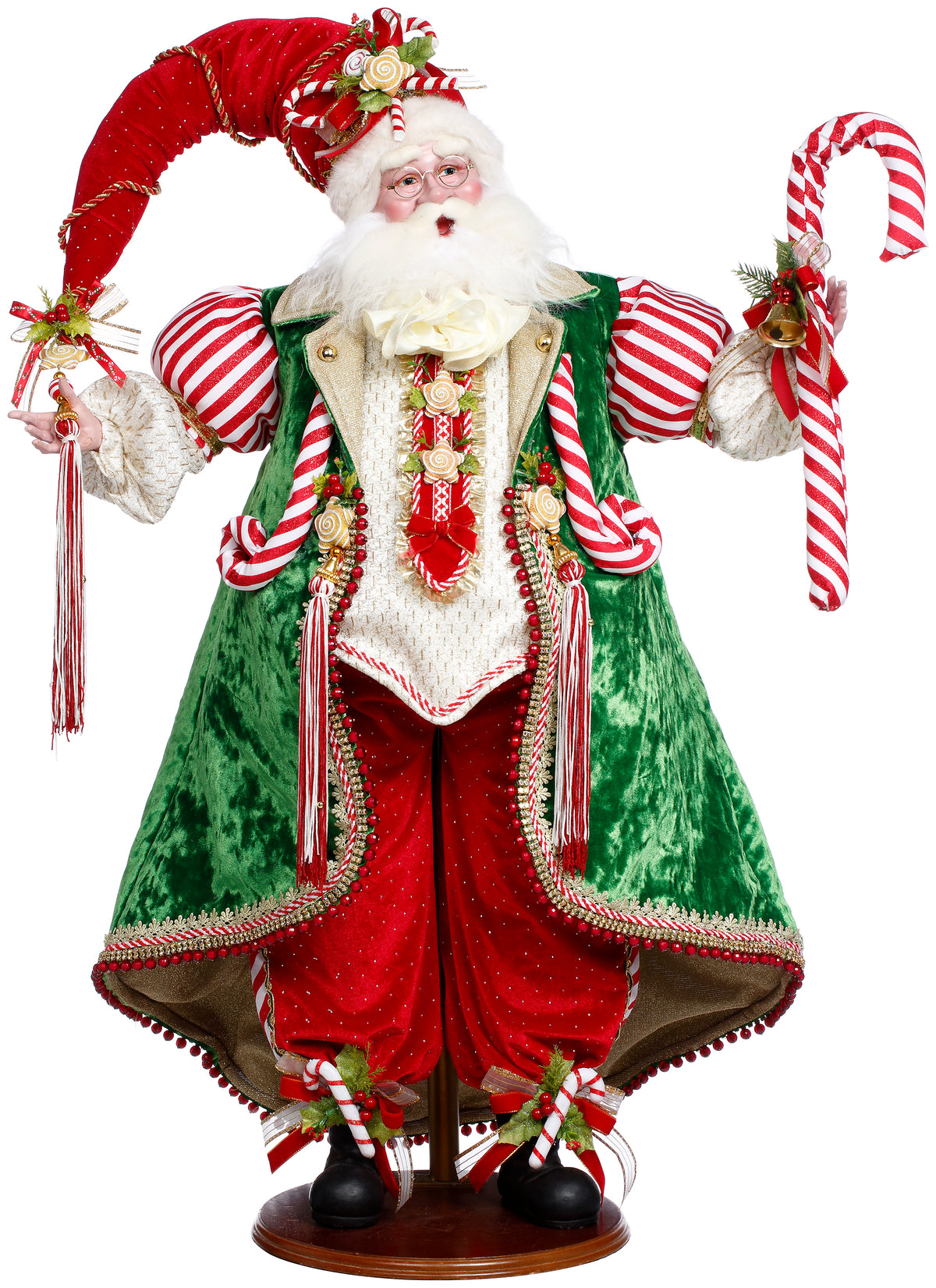 Moș Crăciun cu bastonaș și biscuit, 91 cm