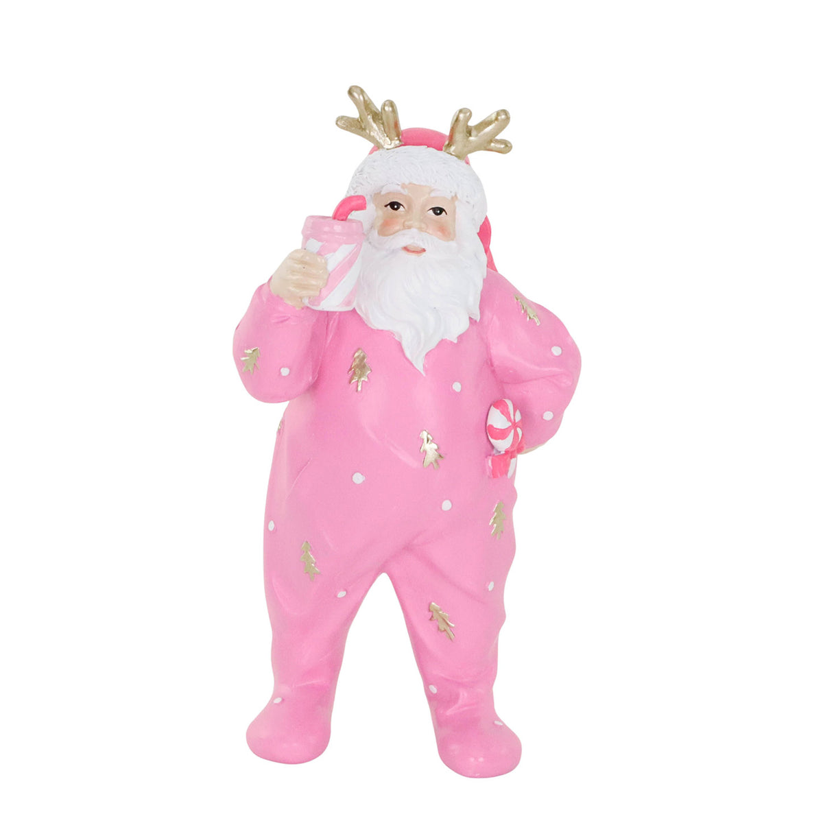 Moș Crăciun în pijama, roz/alb, 22,5 cm