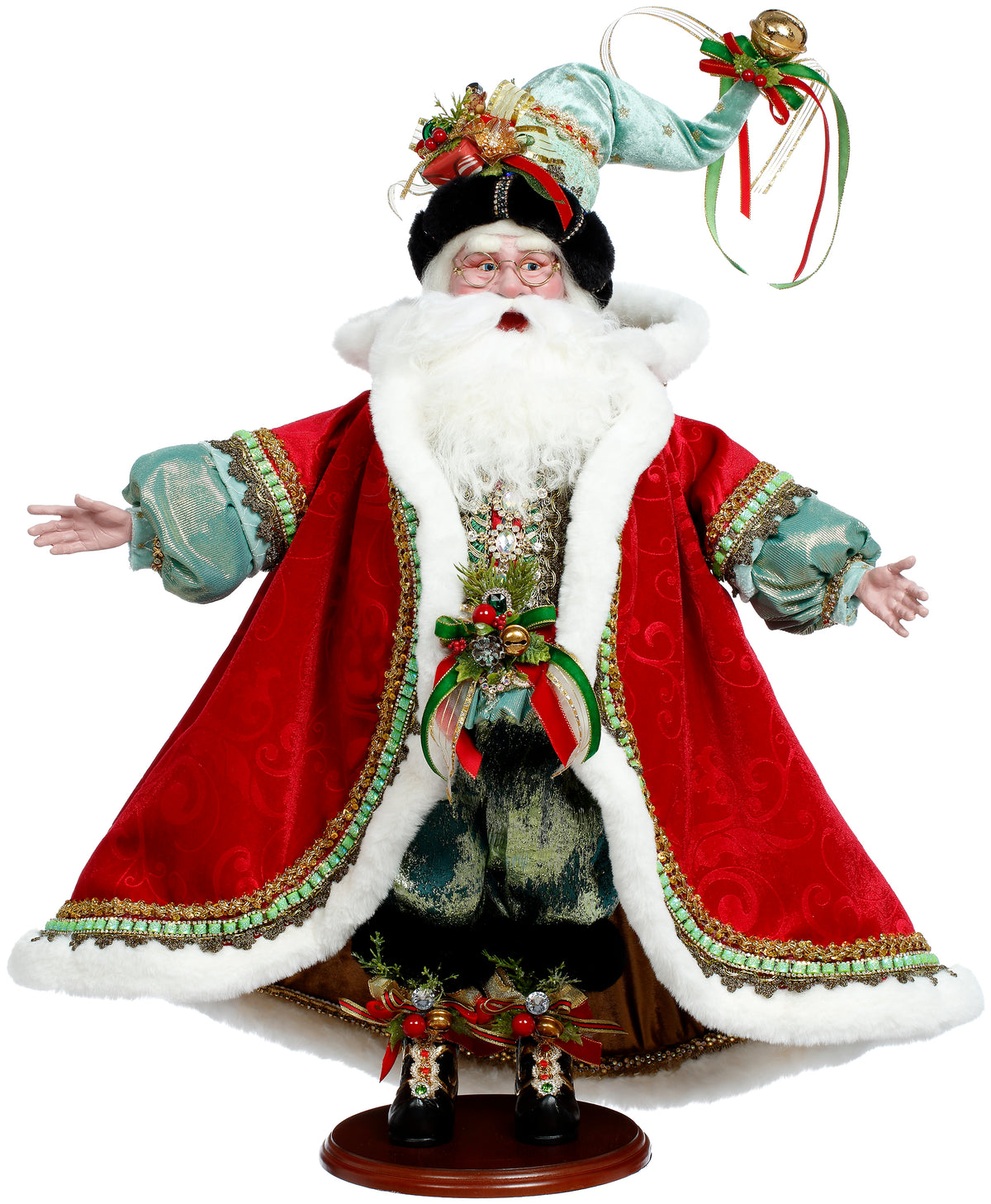 Moș Crăciun Yuletide, verde/roșu/alb, 63,5 cm