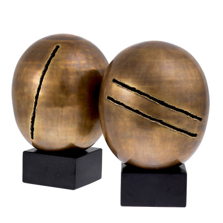 Obiect Artistic, finisaj alamă vintage, set de 2