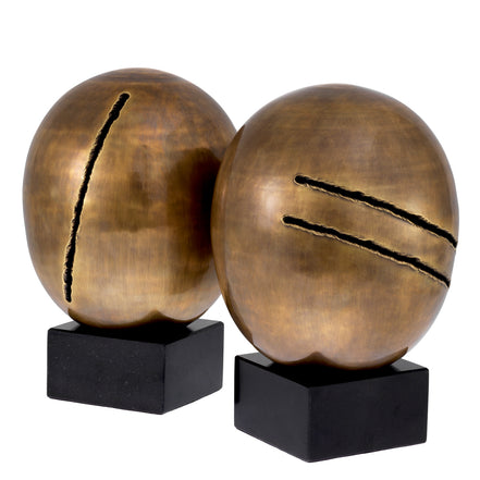 Obiect Artistic, finisaj alamă vintage, set de 2