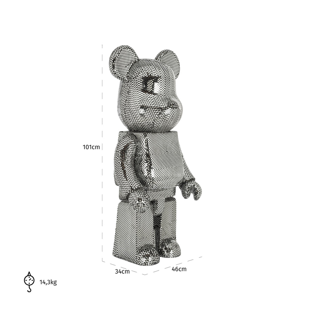 Obiect decorativ Bear, argintiu, mare – desen tehnic cu dimensiuni
