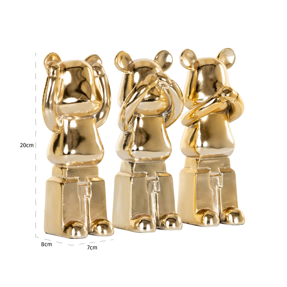 Obiect decorativ Berna, auriu (set de 3) – desen tehnic cu dimensiuni