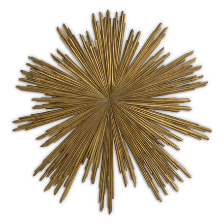 Obiect decorativ de perete Sunburst, finisaj auriu antichizat