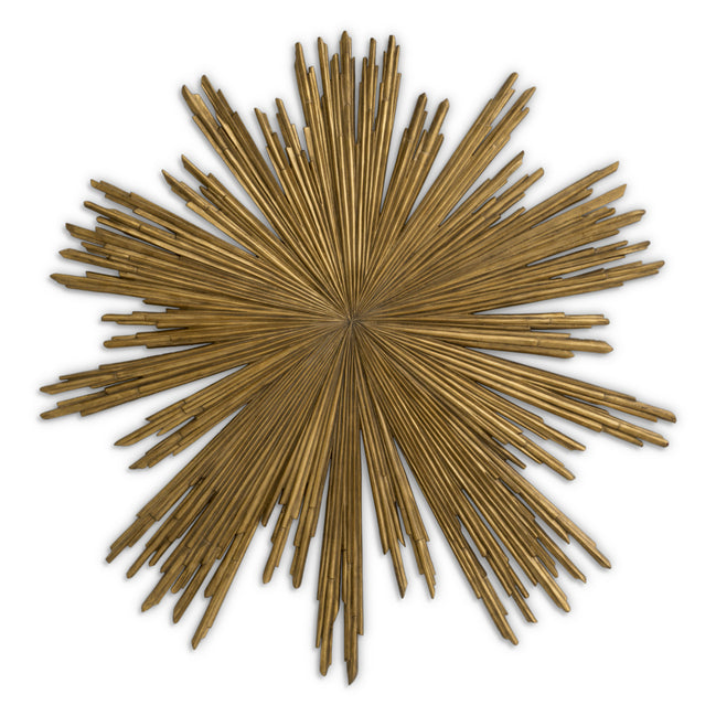 Obiect decorativ de perete Sunburst, finisaj auriu antichizat