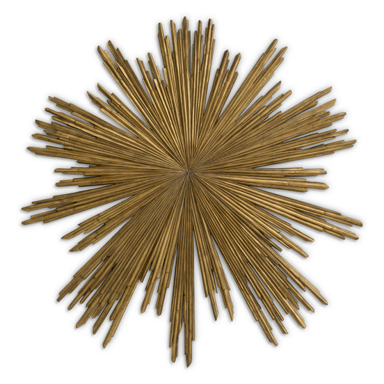 Obiect decorativ de perete Sunburst, finisaj auriu antichizat