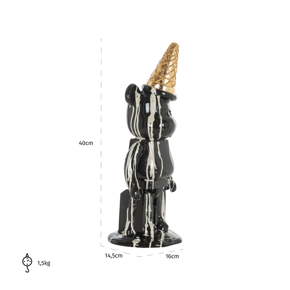 Obiect decorativ Icebear, negru – desen tehnic cu dimensiuni