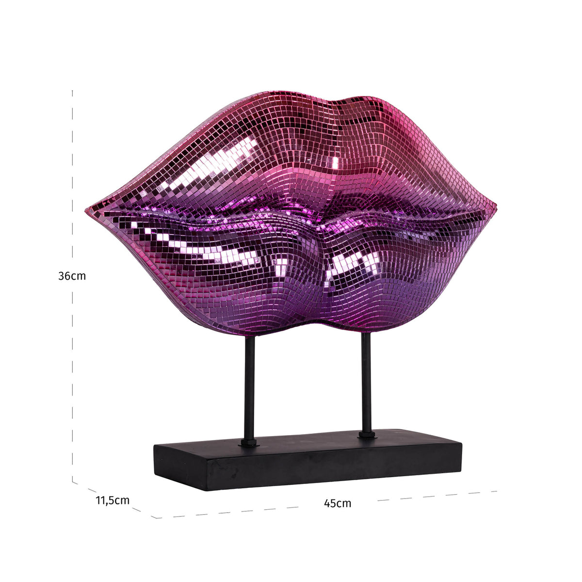 Obiect decorativ Ladonna, roz – desen tehnic cu dimensiuni