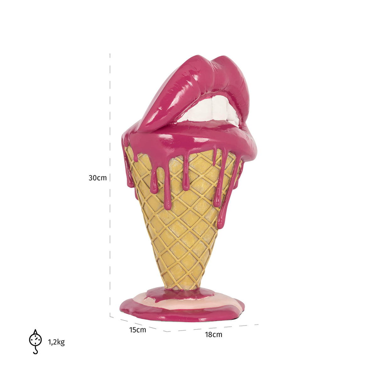 Obiect decorativ Lips, roz – desen tehnic cu dimensiuni