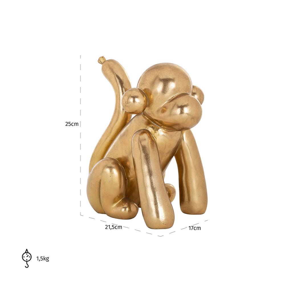 Obiect decorativ Monkey, auriu – desen tehnic cu dimensiuni